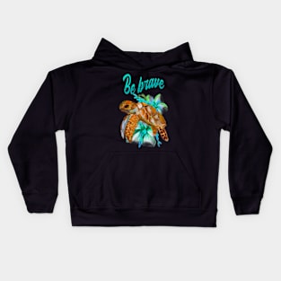 Turtle, Flower, Positive, Marine, Spiritual Kids Hoodie